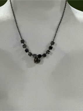 Premier Designs Gunmetal and Black Crystal Necklace